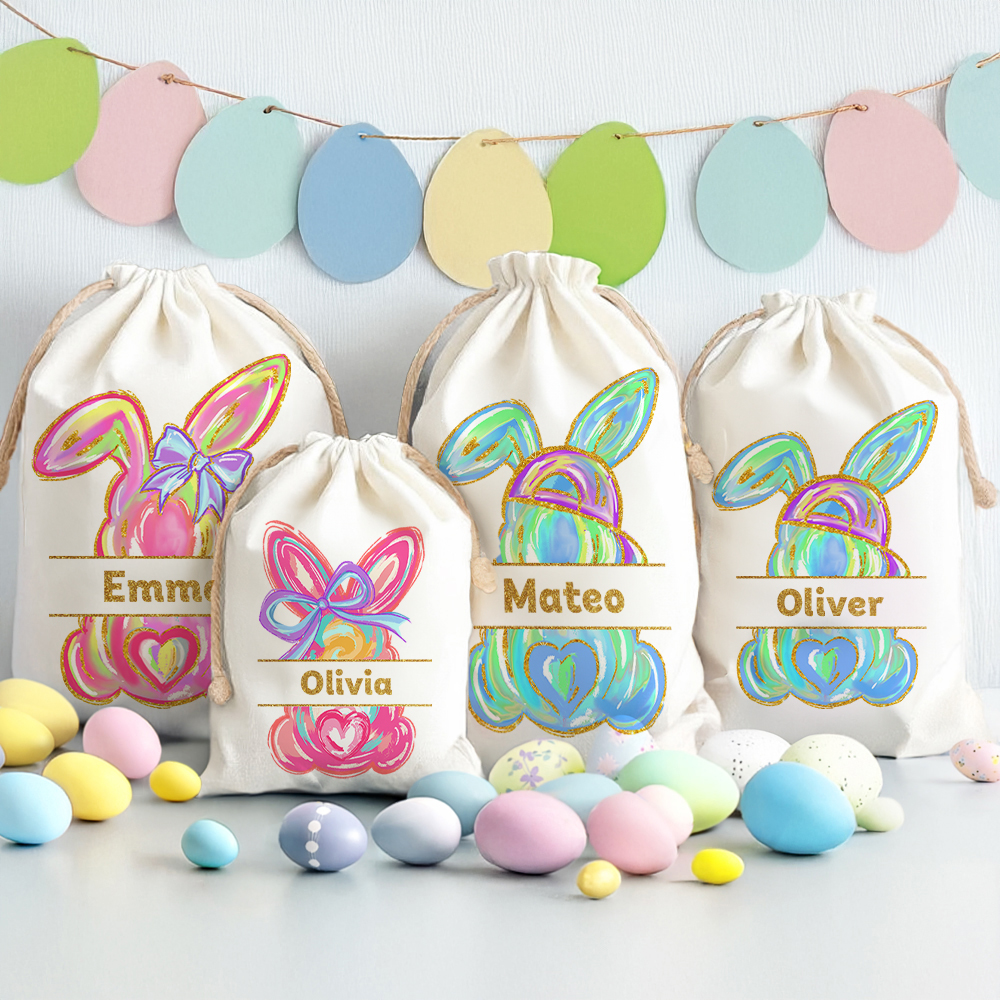 Sac à dos de lapin de Pâques personnalisé avec nom Cadeau d'anniversaire de Pâques pour enfants Famille