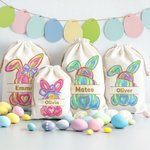 Borsa regalo personalizzata con cordoncino del coniglietto pasquale con nome Festa di Pasqua Regalo di compleanno per bambini Famiglia