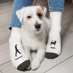 Calcetines personalizados con la silueta del perro y su dueño con nombre Aniversario Cumpleaños Regalo para el amante de las mascotas