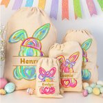 Borsa regalo personalizzata con cordoncino del coniglietto pasquale con nome Festa di Pasqua Regalo di compleanno per bambini Famiglia