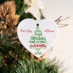 Personalised Love Heart Ceramic Ornament with Name Photo Our First Christmas Birthday Anniversary Gift for Wife Husband