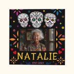 Personalized Mexican Floral Sugar Skull Canvas Photo Painting with Name and Year Gothic Wall Decor Day of the Dead Gift for Family