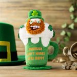Personalized Magnetic Leprechaun Beer Cup Plush Stuffed Toy with Name and Text Birthday St. Patrick's Day Clothing Accessories Gift for Family Friends