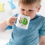 Personalisierte Aquarell Hase floralen ersten 12oz Multicolor Rand Emaille Becher mit Namen Geburtstag Ostern Party Gunst Geschenk für Kinder