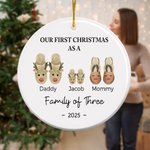 Personalised Our First Christmas As A Family of Three Lovely Christmas Ornament Tree Hanging Home Decor Gift for Family