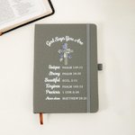 Personalisierte Geburt Blume Kreuz Bibel Vers A5 Lined Notebook mit Namen Kirche Studie Geburtstag religiöses Geschenk für Familie Freunde Christian