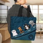Personalizzato Vintage Paw Print 1-5 Cani Gatti Grande Borsa Tote con cerniera con nomi Regalo di compleanno per gli amanti degli animali domestici
