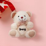 Personalizado lindo Plaid Bow Tie Tiny Peluche Oso Peluche Animal de juguete con nombre Baby Shower Día de los Niños Cumpleaños de regalo para los niños