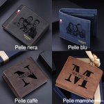 Portafoglio bifold da uomo in pelle PU  personalizzata con foto testo inciso e scomparti multipli regalo di anniversario della festa del papà per lui