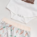 Personalized My First Easter Bunny Name Soft Baby Bodysuit Pants Swaddle Hat Set Holiday Outfit Easter Birthday Baby Shower Gift for Newborns