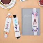 Marque-page en cuir avec pochette pour stylo Accessoire de lecture pour le bureau Cadeau d'anniversaire pour les rats de bibliothèque Famille Amis