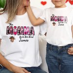 Personalized Pink Leopard Heart Title Highland Cow Kid Adult Matching Sweatshirt with 1-8 Names Birthday Mother's Day Gift for Mom Grandma