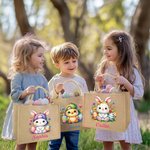 Personalisierte Floral Ostereier Hase Küken wiederverwendbare Jute Tasche mit Namen Tote Bag Party Ostern Jagd Geburtstag Geschenk für Kinder Familie
