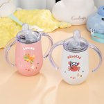 Personalized Cute Animal Underwater World 10oz Insulated Sippy Cup with Name and Handle Baby Shower Birthday Gift for Kids