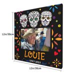 Personalized Mexican Floral Sugar Skull Canvas Photo Painting with Name and Year Gothic Wall Decor Day of the Dead Gift for Family