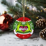 Personalised Green Monster Ceramic Ornament Heart Posture 2025 Christmas Tree Hanging Ornament Funny Holiday Gift for Family Friend Monster Fans
