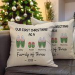 Personalized Our First Christmas Cute Cotton Slipper Pattern Throw Pillow Cover First Christmas Gift for Kid Family