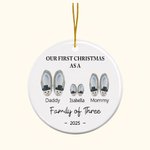 Personalised Our First Christmas As A Family of Three Lovely Christmas Ornament Tree Hanging Home Decor Gift for Family
