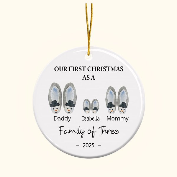 Personalised Our First Christmas As A Family of Three Lovely Christmas Ornament Tree Hanging Home Decor Gift for Family