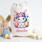 Personalized Cute Cartoon Rabbit Chick Easter Drawstring Gift Bag with Name Birthday Easter Party Gift for Kids Family