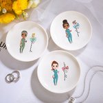 Personalized Birth Flower Bow-knot Stethoscope Medical Cartoon Character Jewelry Plate with Name Birthday Nurse Week Gift for Medical Staff