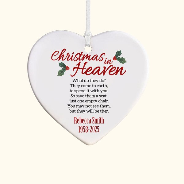 Photo personnalisée en céramique Ornement de Noël au Paradis Décoration de l'arbre de Noël Cadeau commémoratif pour la famille