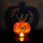 Gepersonaliseerde 3D Pompoen Theelichthouder met Initiaal en LED-kaars Woondecoratie Halloween Verjaardagscadeau voor Vriend Familie
