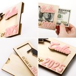 Personalized Graduation Cap Wooden Money Holder with Name Funny Cash Party Favor Gift for Class of 2025 Graduates