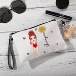 Borsa da trucco personalizzata con fiore di nascita e nome accessorio da spiaggia regalo per matrimonio compleanno e festa per lei