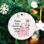 Gepersonaliseerd Roze Notenkraker Ballerina Vrolijk Kerstfeest Keramisch Ornament Baby Shower 1e Kerstcadeau voor Jongens Meisjes Familie