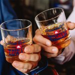 Vaso de Whisky Personalizado de 16oz con Cuello Azul Impreso y Nombre Cristalería de Bar Regalo del Día del Padre para el Abuelo Papá