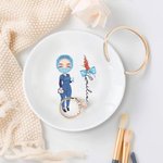 Personalized Birth Flower Bow-knot Stethoscope Medical Cartoon Character Jewelry Plate with Name Birthday Nurse Week Gift for Medical Staff