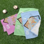 Personalized Multicolor Baseball Ice Cream Dripping Towel with Name and Number Portable Birthday Sport Accessories Gift for Baseball Sport Lovers