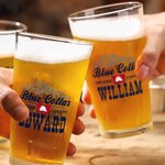 Personalisierte lustige blauen Kragen Druck Lebensmittelqualität 16oz Bierglas mit Namen Bar Glaswaren Vatertag Geburtstag Geschenk für Bierliebhaber Familie