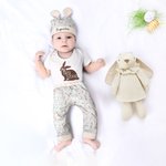 Personalized My First Easter Bunny Name Soft Baby Bodysuit Pants Swaddle Hat Set Holiday Outfit Easter Birthday Baby Shower Gift for Newborns