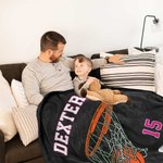 Personalized Multicolor Basketball through Net Soft Throw Blanket with Name and Number Home Decor Birthday Gift for Basketball Sport Lovers