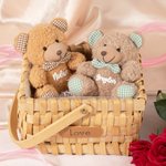 Personalizado lindo Plaid Bow Tie Tiny Peluche Oso Peluche Animal de juguete con nombre Baby Shower Día de los Niños Cumpleaños de regalo para los niños