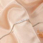 Personalizada Nombre Curb Cadena Pulsera con Pave Circonita Corazón Estrella Símbolo Dainty Joyería Cumpleaños Aniversario Regalo para Mujeres