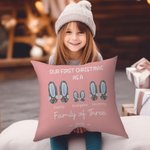 Personalized Our First Christmas Cute Cotton Slipper Pattern Throw Pillow Cover First Christmas Gift for Kid Family
