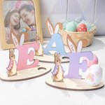 Personalized Cute Bunny Ears Initial Wooden Easter Egg Holder with Name Birthday Party Favor Gift for Kids