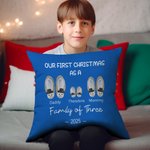 Personalized Our First Christmas Cute Cotton Slipper Pattern Throw Pillow Cover First Christmas Gift for Kid Family