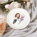 Personalized Birth Flower Bow-knot Stethoscope Medical Cartoon Character Jewelry Plate with Name Birthday Nurse Week Gift for Medical Staff
