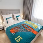 Personalized Multicolor Basketball through Net Soft Throw Blanket with Name and Number Home Decor Birthday Gift for Basketball Sport Lovers