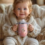 Personalized Cute Animal Underwater World 10oz Insulated Sippy Cup with Name and Handle Baby Shower Birthday Gift for Kids