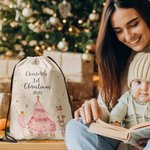 Personalized Pink Nutcracker Drawstring Strap Pack First Christmas Gift for Family or Friend