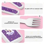 Personalisiertes Cartoon Tier Edelstahl Gabel Löffel Messer Besteck 3er Set mit Initiale Namen Etui Geburtstag Geschenk für Kinder Jungen Mädchen