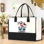 Personalisierte Cartoon-Charakter Tier vor Kaffee Canvas Tasche mit Namen Tote Bag Büro Geburtstag Geschenk für Kaffee-Liebhaber Familie Freund
