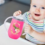 Personalized Floral Initial Name 10oz Insulated Sippy Cup with Handle Baby Shower Birthday Gift for Kids Baby