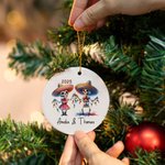 Personalized Cute Dancing Skeletons Ceramic Ornament with Name and Year Funny Holiday Decor Day of The Dead Gift for Couple