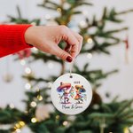 Personalized Cute Dancing Skeletons Ceramic Ornament with Name and Year Funny Holiday Decor Day of The Dead Gift for Couple